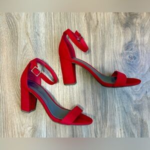 Worthington Red Block Heel Ankle Strap Sandals Size 6.5M LNC